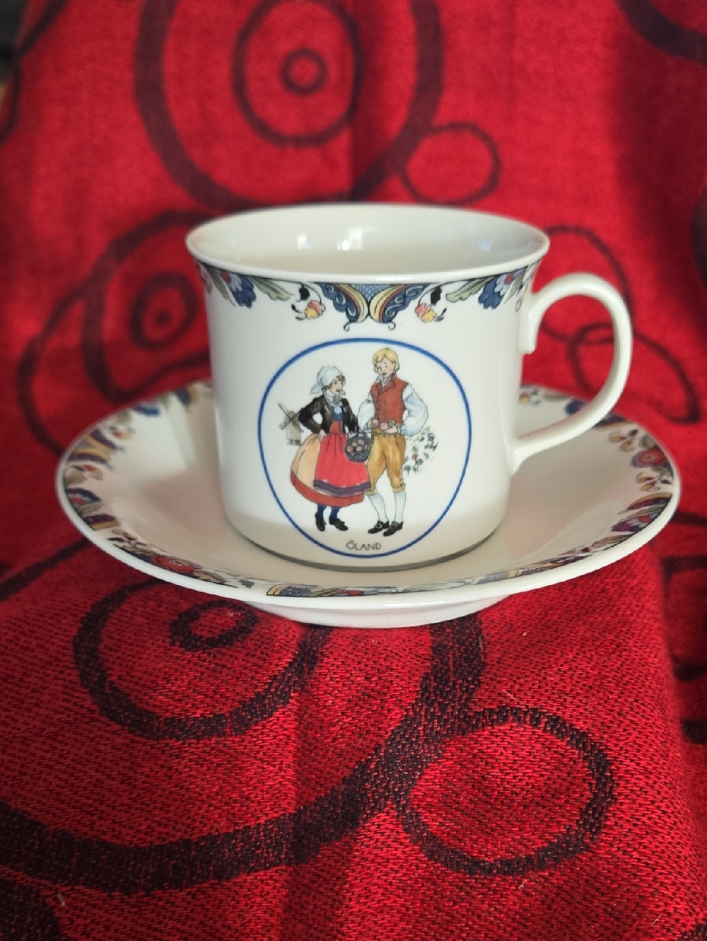 Swedish National Costumes Oland petite Porcelain Demitasse Cup and Saucer